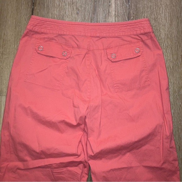 Chico's Women Size 1 (8) Cotton Crop Coral Orange Pant Lightweight |Beach Boho - Picture 6 of 15